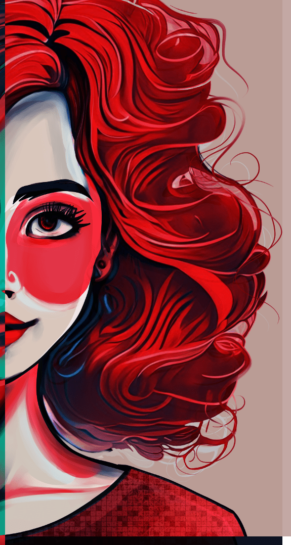 Illustration d'une femme, nuances de rouge